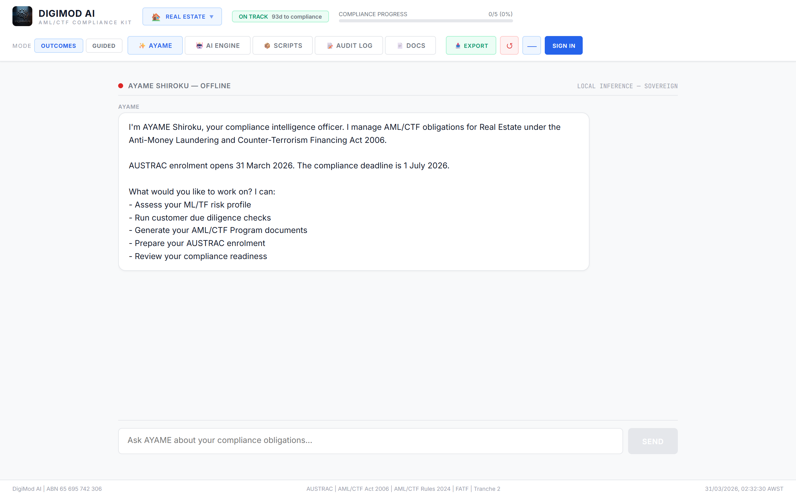 DigiMod AI compliance workspace
